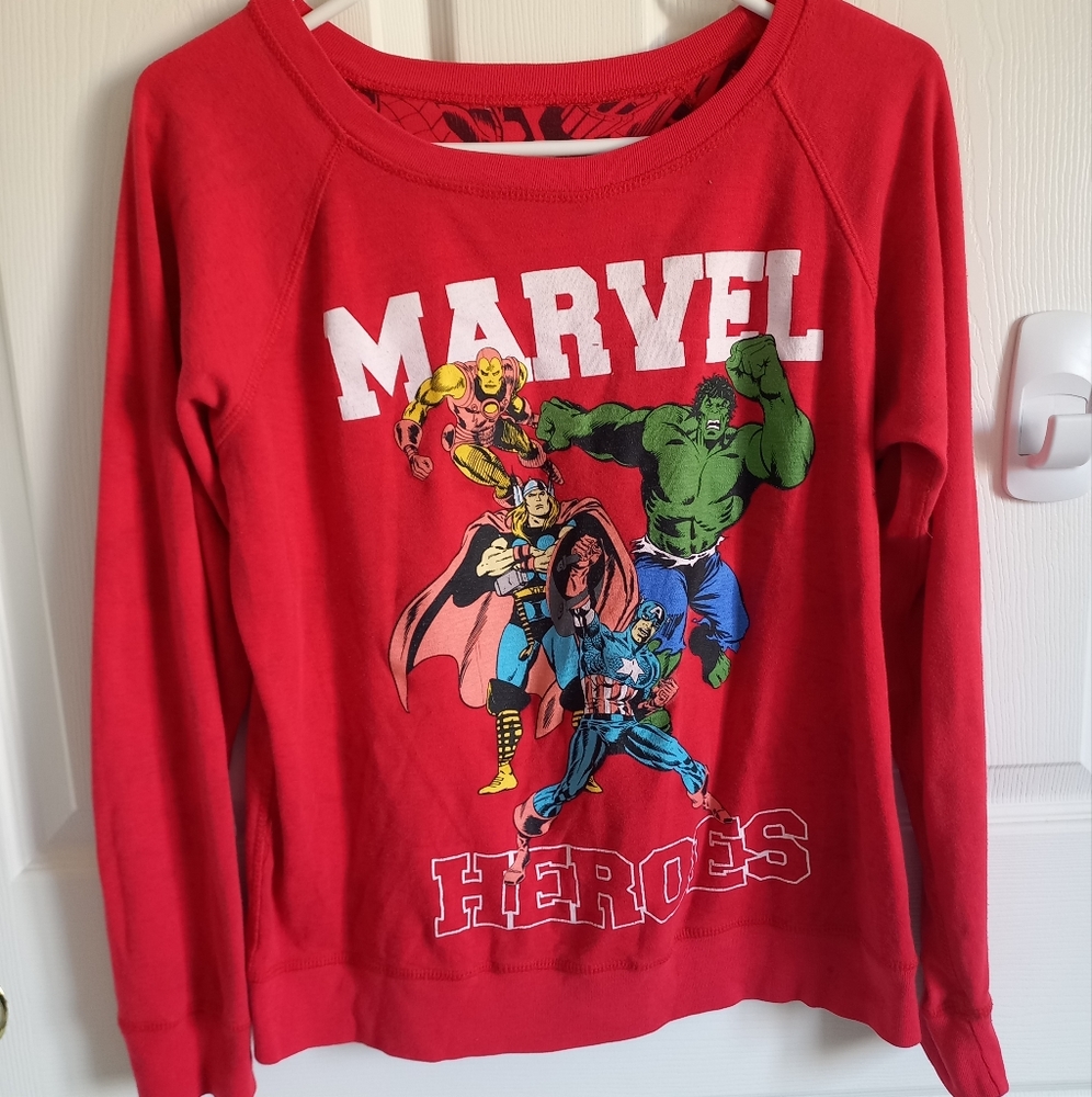Women's long sleeve Marvel heroes shirt sweater comics SMALL S hulk thor iron